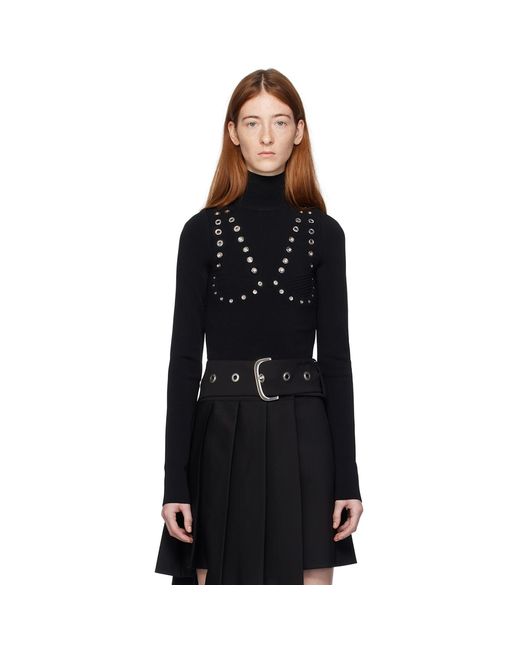 Off-White c/o Virgil Abloh Black Eyelets Mock Neck Sweater