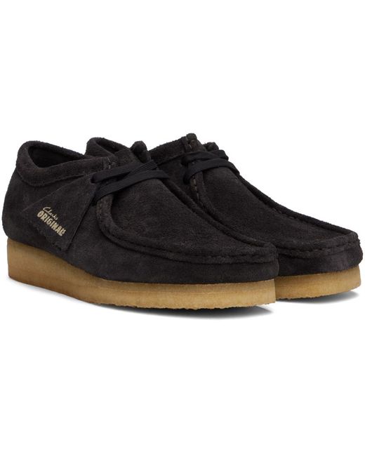 Clarks Black Suede Moc-Toe Wallabee Derbys for men