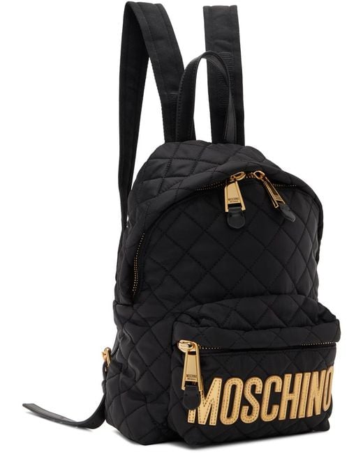 Moschino Black Quilted Backpack