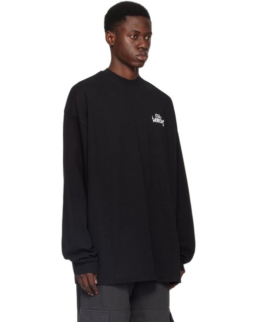 032c Black Print Long Sleeve T-Shirt for men