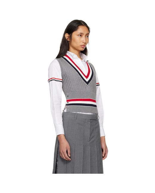 Thom Browne Multicolor Thom E Cricket Rwb Stripe Baby Ladder Cable Shrunken Vest