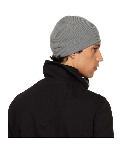 Rick Owens Black Temple Ribbed Beanie for men