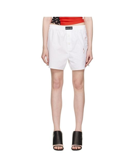 MARINE SERRE White Regenerated Household Linen Shorts