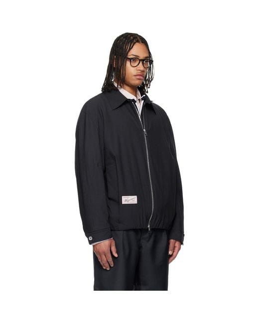 Wooyoungmi Black Pin Stripe Zip-Up Jacket for men