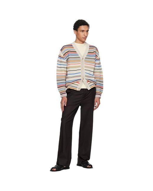 Paul Smith Multicolor 'Signature Stripe' Cotton-Blend Cardigan for men