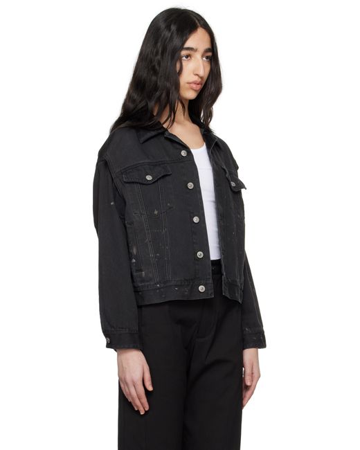 MM6 by Maison Martin Margiela Black Splatter Effect Denim Jacket