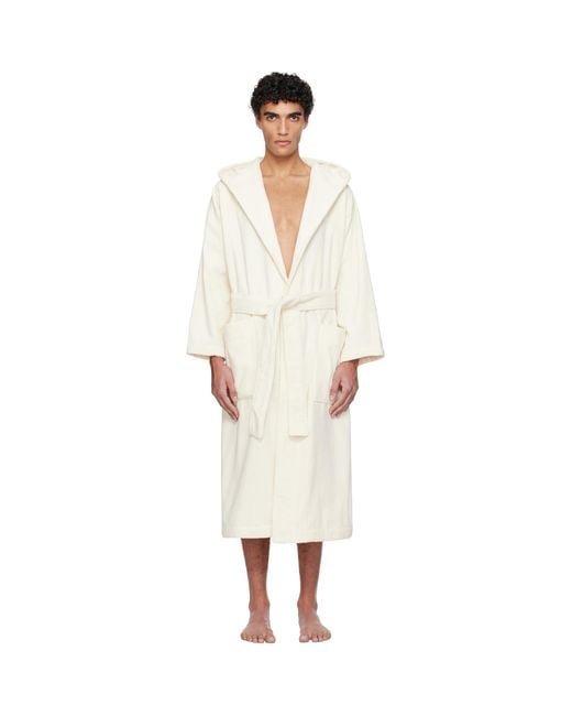 Tekla Black Off- Terry Hooded Bathrobe for men