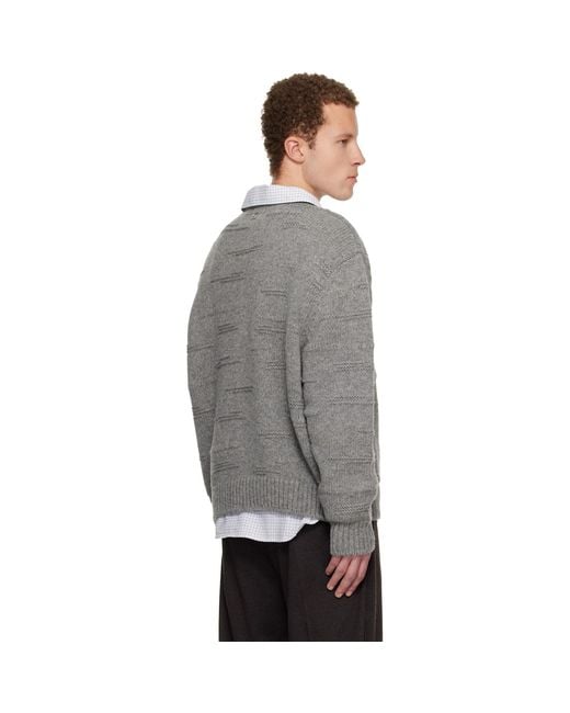 Wooyoungmi Gray Textured Stripe Wool Sweater for men