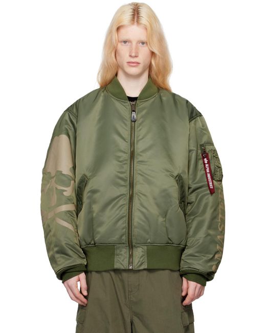 MASTERMIND WORLD Green Alpha Industries Edition Ma-1 Bomber Jacket for men