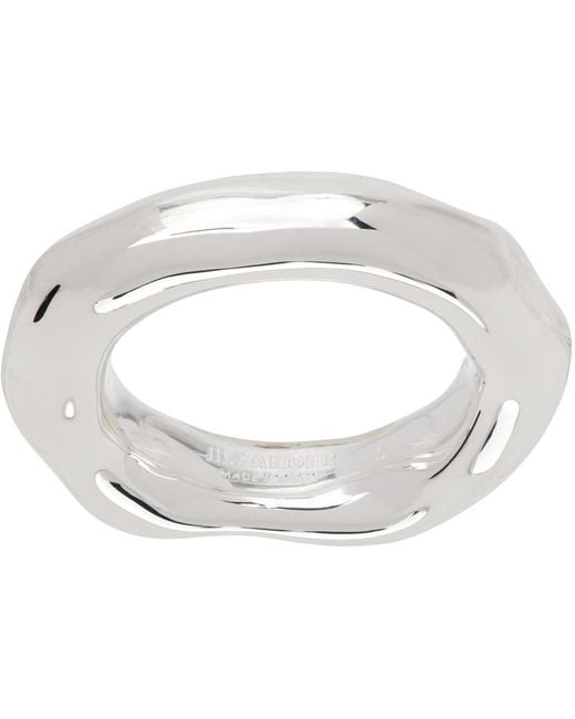 Jil Sander White Silver New Lightness Ring for men