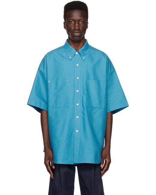 Wooyoungmi Blue Embroide Shirt for men