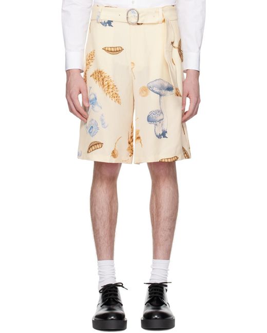 Jil Sander Natural Beige Printed Shorts for men