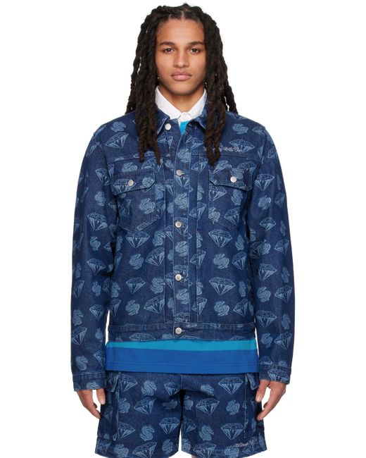 BBCICECREAM Blue Printed Denim Jacket for men