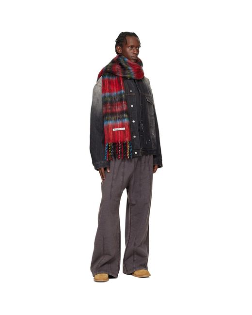 Acne Red Mohair Check Scarf for men