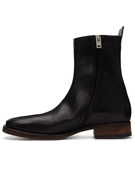 Acne Black Leather Ankle Boot for men