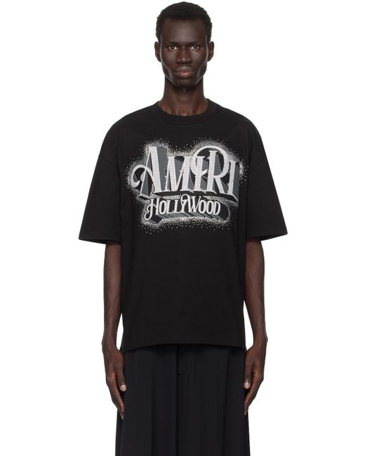 Amiri Black Credits Crystal T-Shirt for men