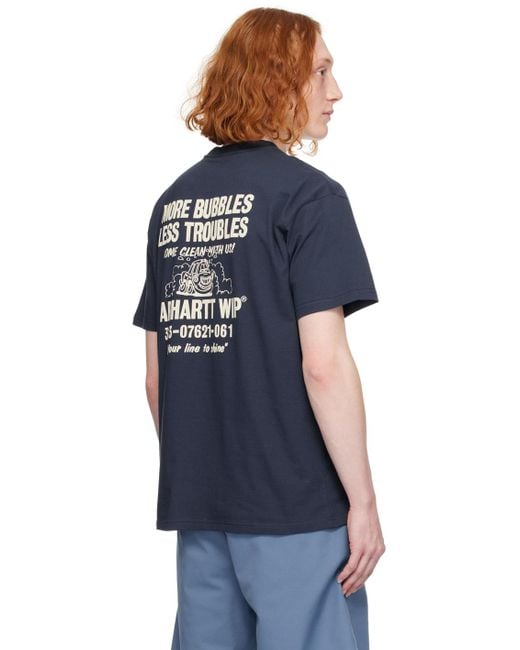 メンズ Carhartt ネイビー Less Troubles Tシャツ Blue