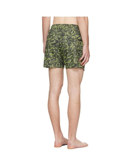 Vivienne Westwood Green Khaki Surf Boxer Swim Shorts for men