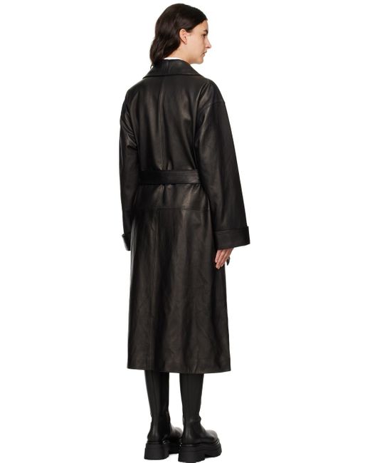 Alexander Wang Black Shawl Leather Coat