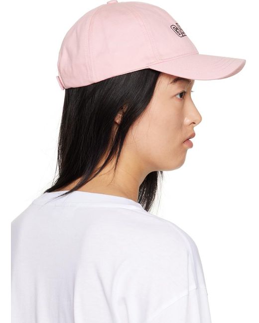 Ganni Pink Embroidered Cap | Lyst UK