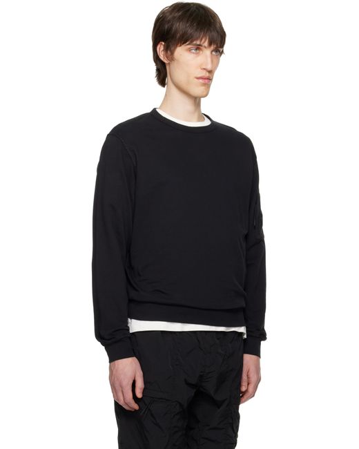 C P Company Black Light Fleece Crewneck Lens Sweatshirt for men