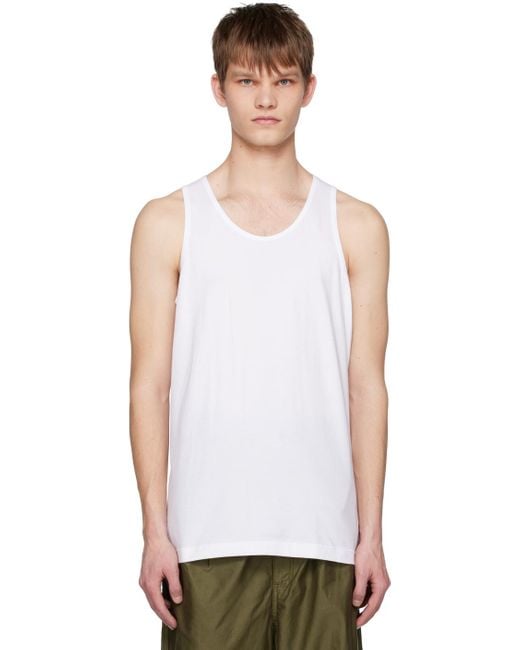 メンズ Comme des Garçons ホワイト スクープネック タンクトップ White