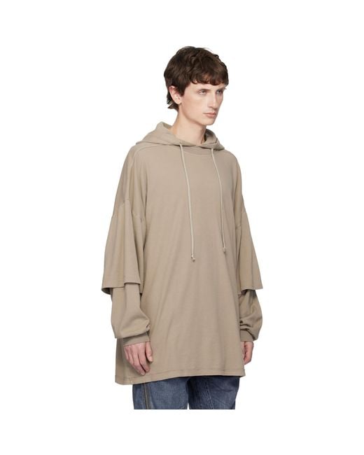 Rick Owens Natural Taupe Concordians Tommu Hustler Hoodie for men