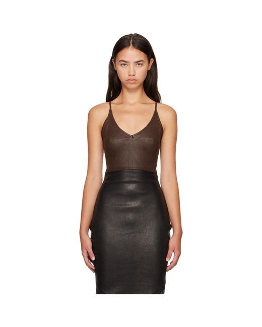 Rick Owens Black Tower Stretch Leather Top