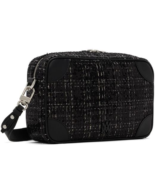 Amiri Black Sequin Boucle Camera Bag for men