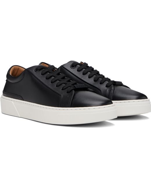 メンズ Boss ブラック Gary レザー ローカットスニーカー Black