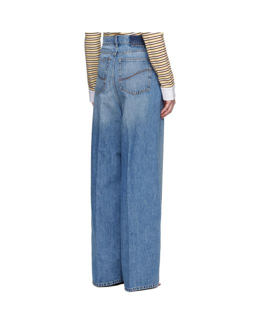 Stella McCartney Blue Faded Wide-Leg High-Rise Jeans