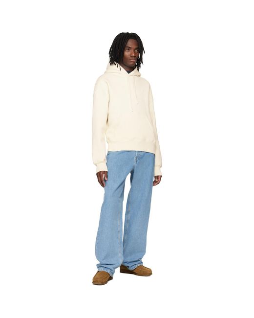 AMI Blue Off- Cotton Embossed Ami De Coeur Hoodie for men