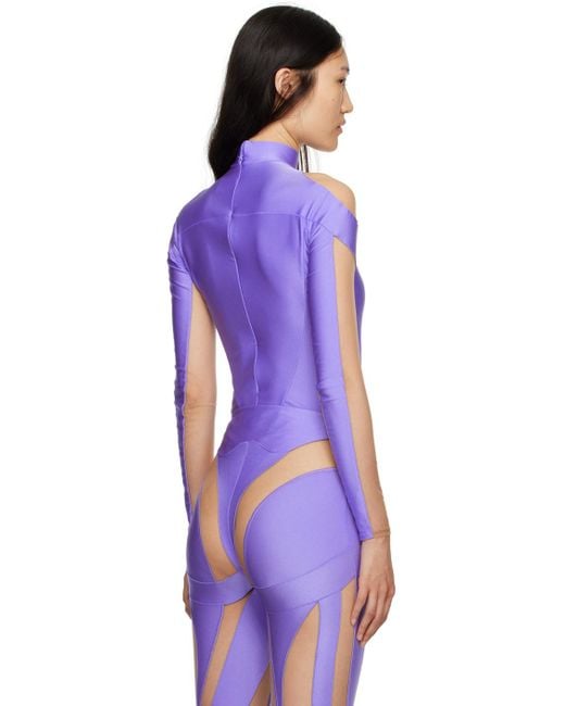 Mugler Purple & Beige Illusion Bodysuit