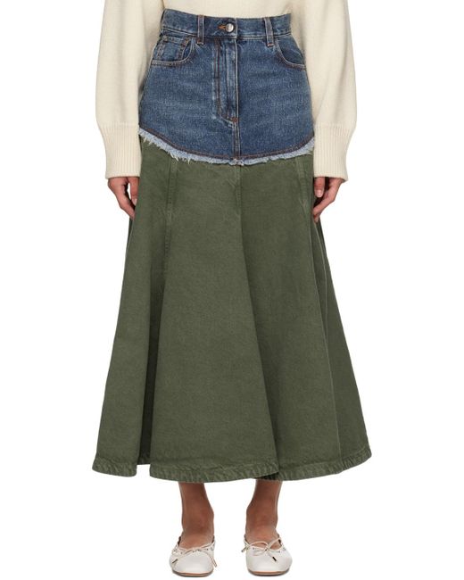 Chloé Blue & Green Flared Maxi Skirt