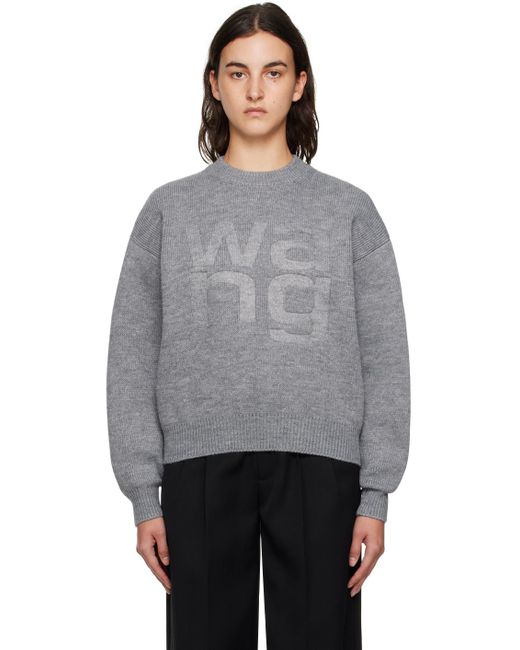 T By Alexander Wang Gray Embossed Sweater