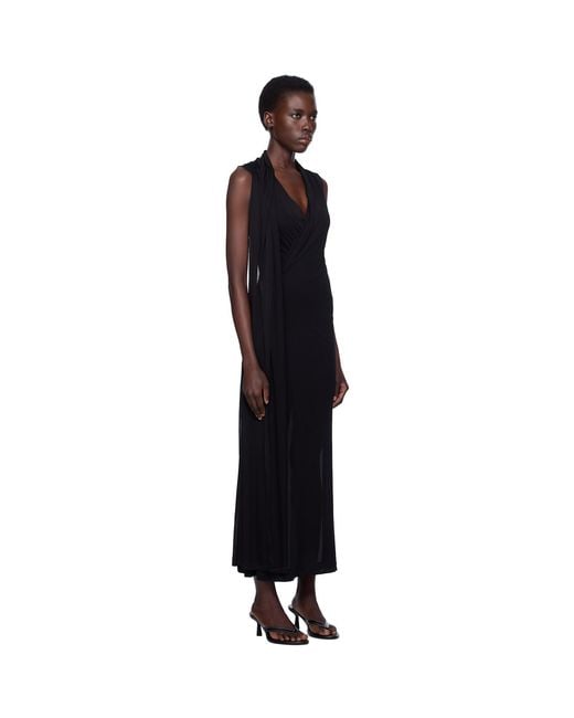 Totême Black Overlapped Scarf Maxi Dress