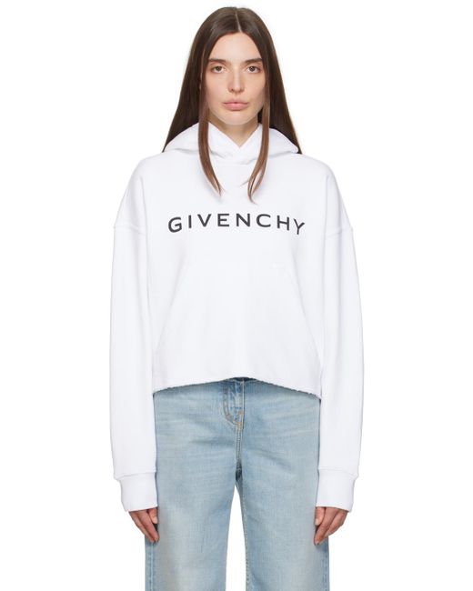 Pull à capuche à logo Givenchy en coloris Blanc | Lyst
