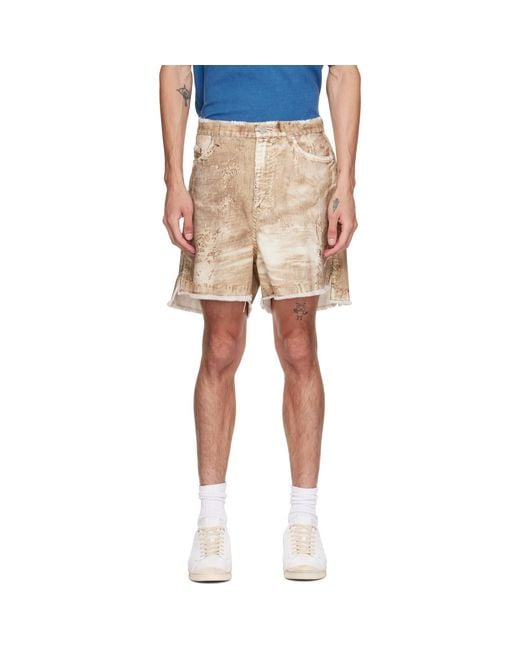 CAMPERLAB Natural Corduroy Print Denim Cutoff Shorts for men