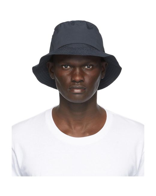Navy Nylon Bucket Hat in Blue for Men 
