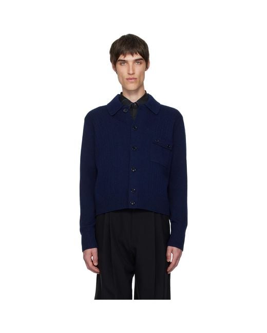 Dries Van Noten Blue Wool Cardigan for men