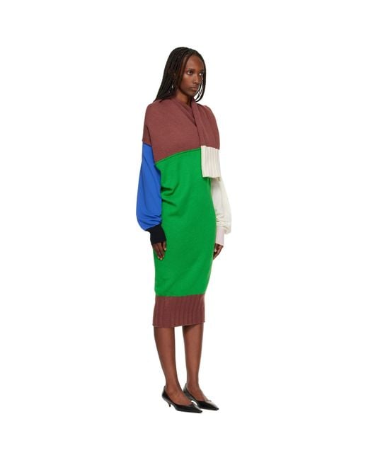 Issey Miyake Green November Sleeves Collection Midi Dress
