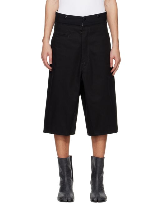 Maison Margiela Black Spliced Cotton Shorts for men