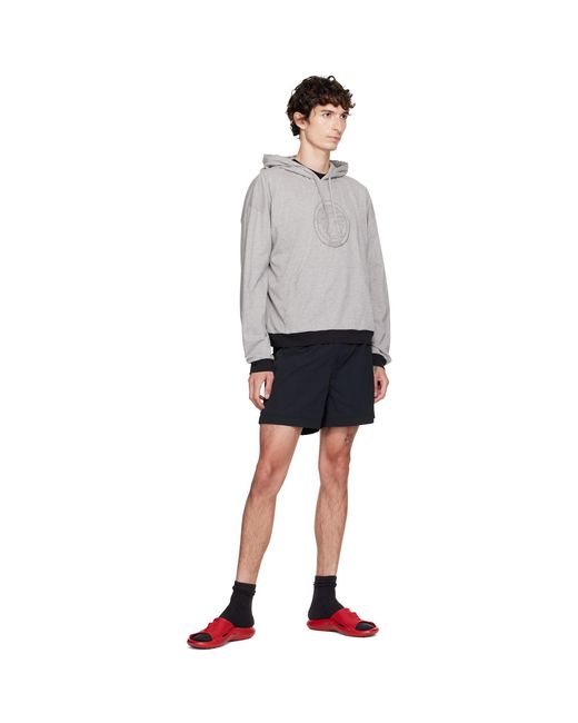 Versace Gray Printed Cotton-Jersey Hoodie for men