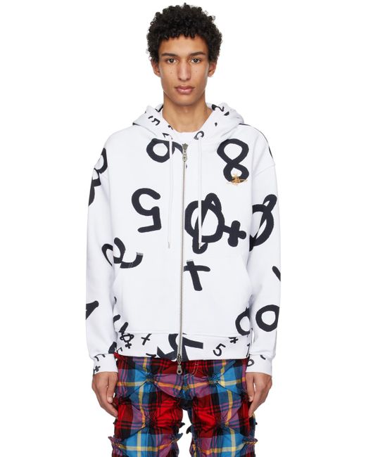 Vivienne Westwood Black White rugged Numbers Hoodie for men