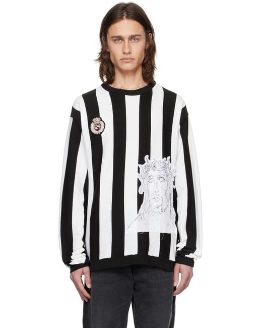 424 Black Striped Sweater for men
