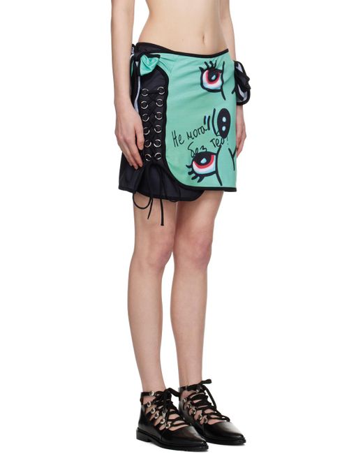 Chopova Lowena Black Ssense Exclusive Neon Smile Miniskirt
