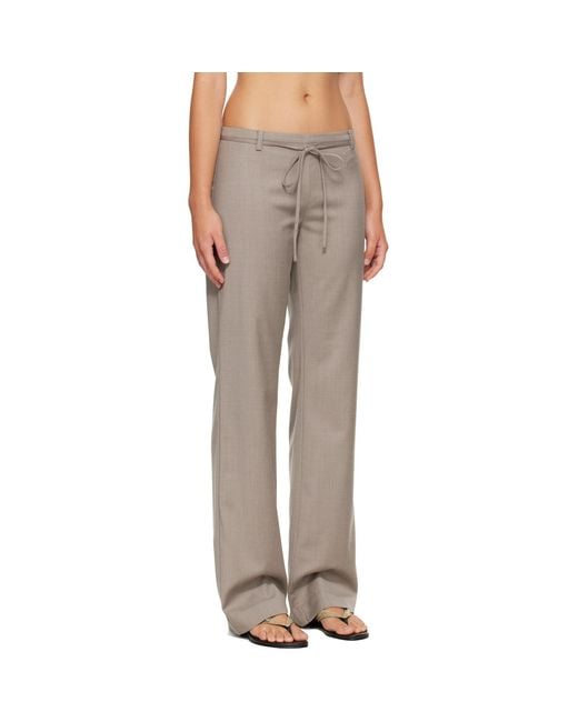 St. Agni Gray Taupe 90S Wool Rouleau Minimal Trousers