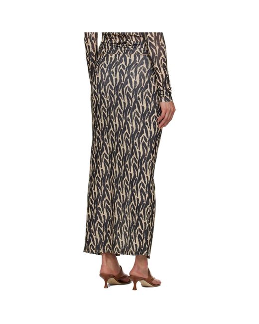 Nanushka Beige & Black Marya Midi Skirt