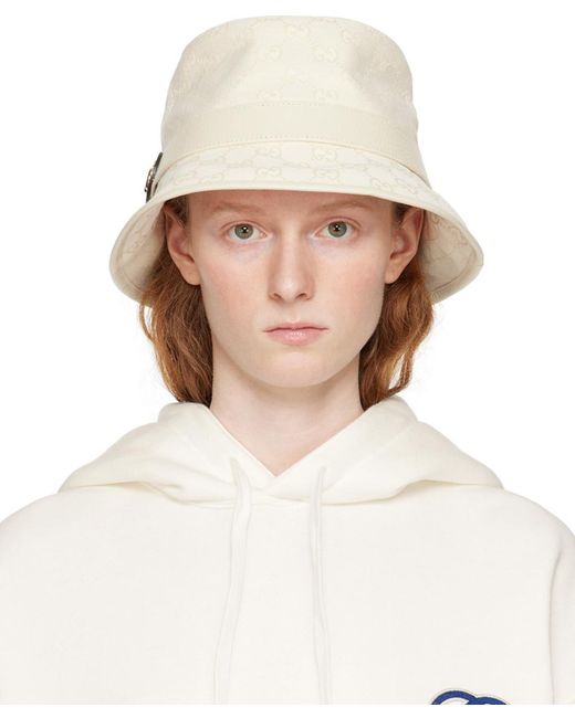 Gucci Natural Off-white gg Bucket Hat