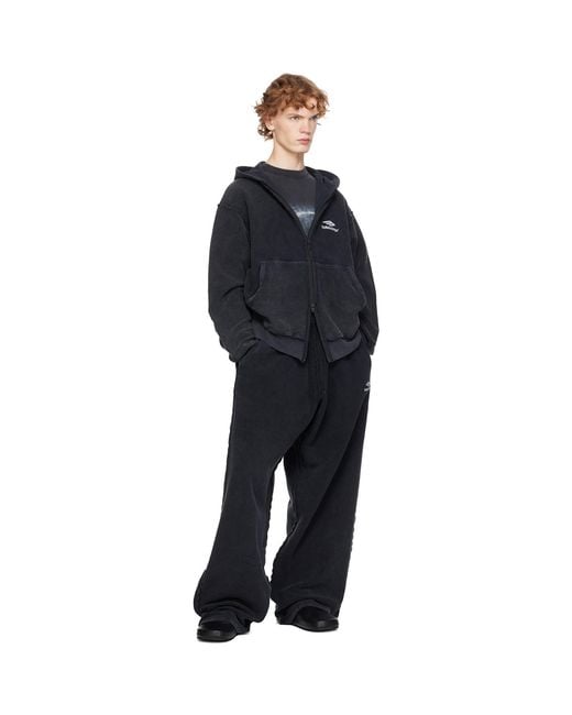 Balenciaga Blue 3B Sports Icon Inside-Out Zip-Up Hoodie for men